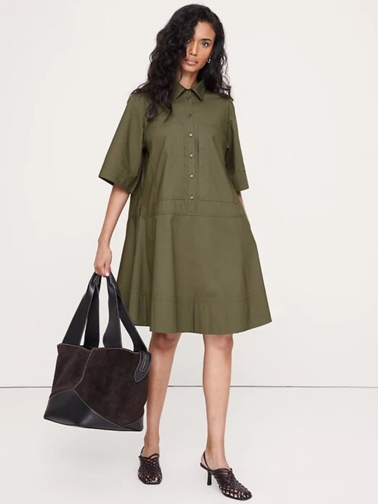 Banana Republic Dresses & Skirts - BR  Cotton Poplin Trapeze Mini Shirt Dress Size S NWT
